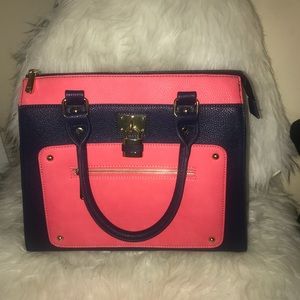 Charming Charlie Pink and Navy Blue Purse/Handbag